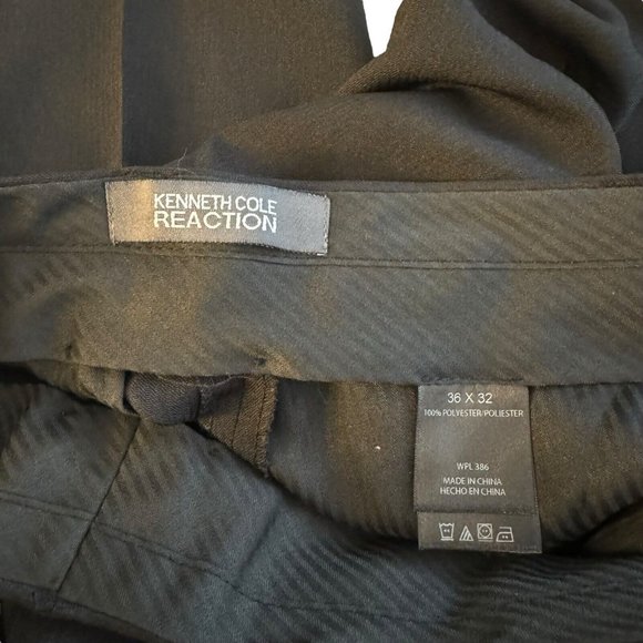 Kenneth Cole Reaction Black Flat Front Mens Dress‎ Pants 36x32 NWOT - Picture 2 of 8